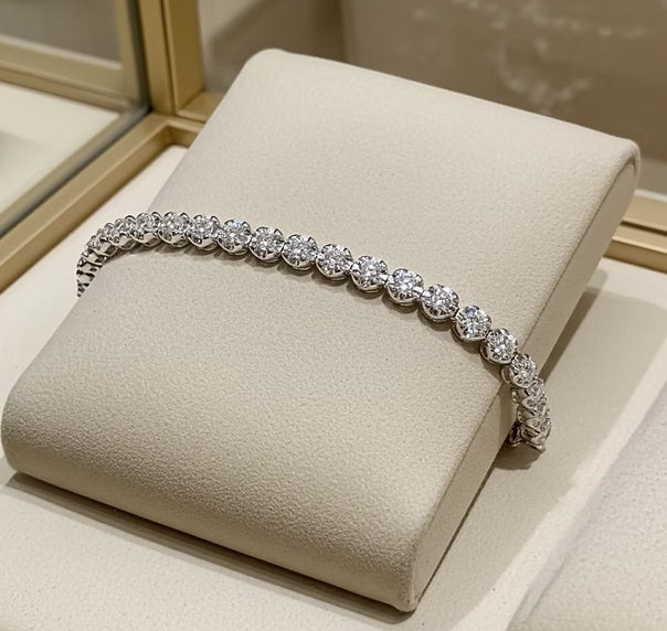 Bracciale Tennis Fiorellino in oro bianco 18K - 3,64 ct diamanti naturale D IF