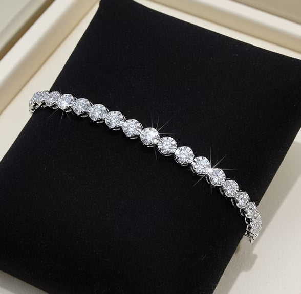 Bracciale Tennis Fiorellino in oro bianco 18K - 3,64 ct diamanti naturale D IF