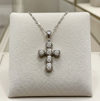 Collana croce con ciondolo - 18 carati Oro Bianco - 0,60 ct Diamanti Na