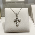 Collana croce con ciondolo - 18 carati Oro Bianco - 0,60 ct Diamanti Na