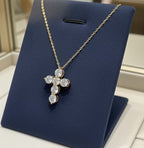 Collana croce con ciondolo - 18 carati Oro Bianco - 0,60 ct Diamanti Na