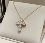 Collana croce con ciondolo - 18 carati Oro Bianco - 0,60 ct Diamanti Na
