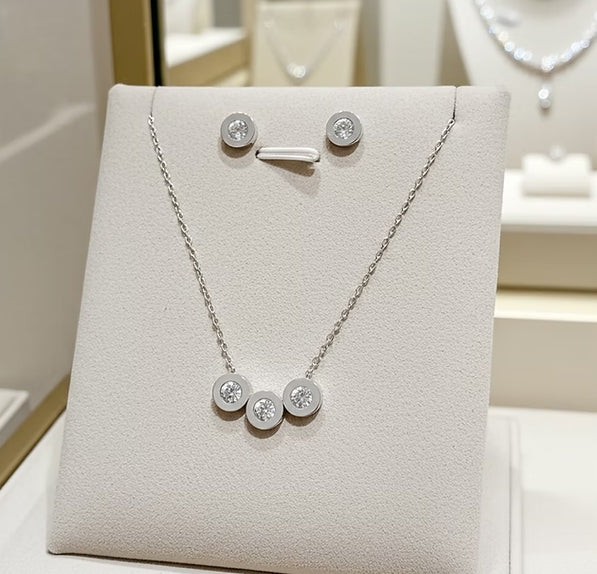 Set Completo Collana e Orecchini con diamante naturale 0,75ct