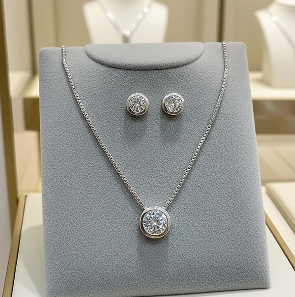 Set Completo Collana e Orecchini con diamante naturale 0,30ct
