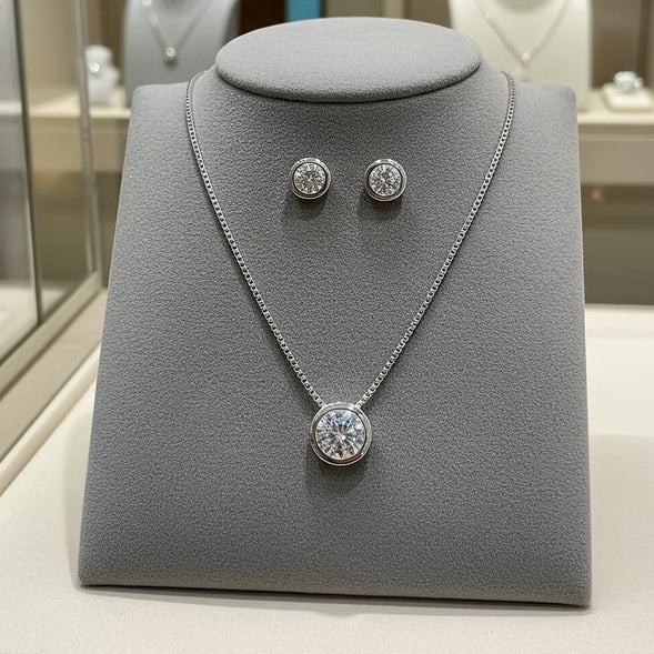 Set Completo Collana e Orecchini con diamante naturale 0,30ct
