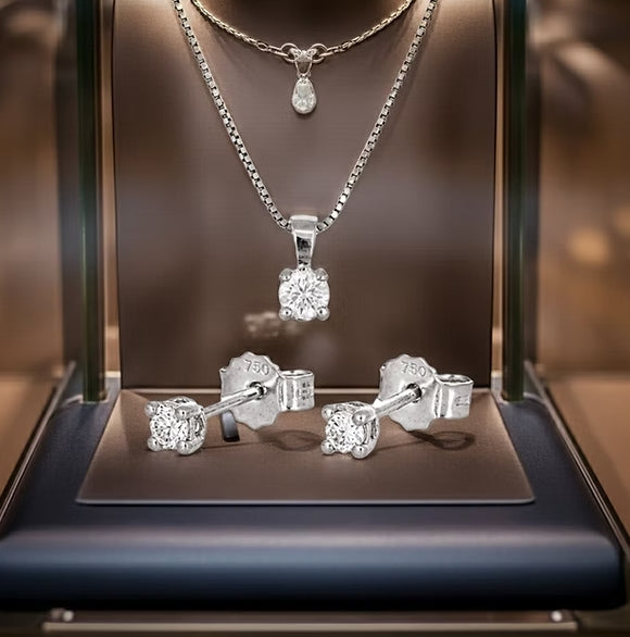 Set Completo Collana e Orecchini con diamante naturale 0,60ct