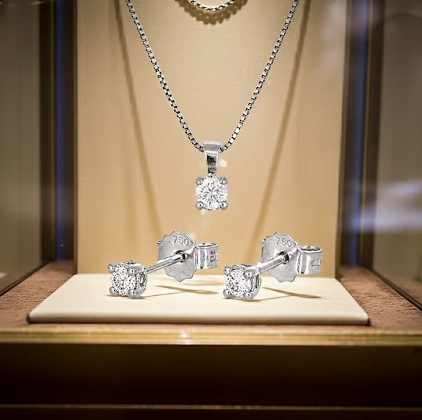 Set Completo Collana e Orecchini con diamante naturale 0,60ct