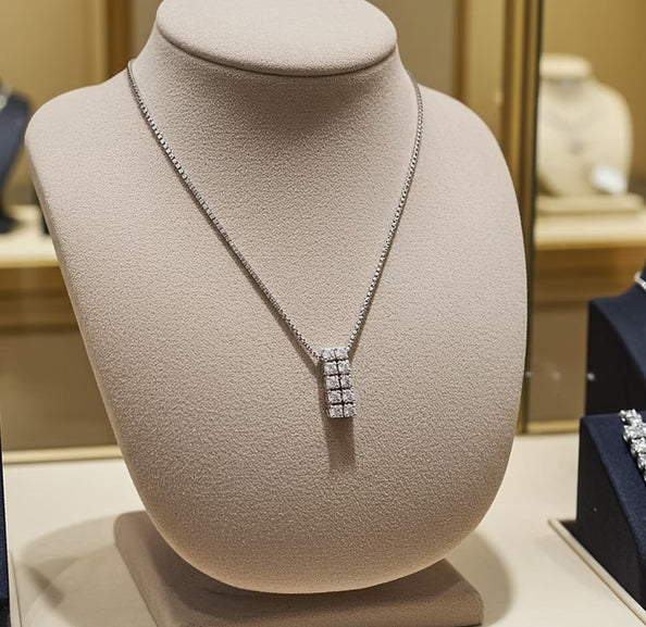 Ciondolo tennis in oro Bianco 18k - diamante naturale 1,00ct