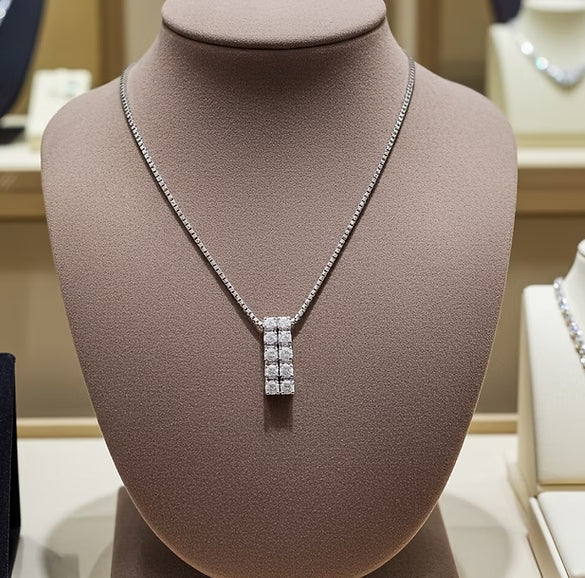 Ciondolo tennis in oro Bianco 18k - diamante naturale 1,00ct