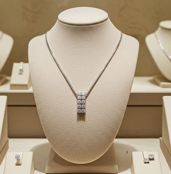 Ciondolo tennis in oro Bianco 18k - diamante naturale 1,00ct