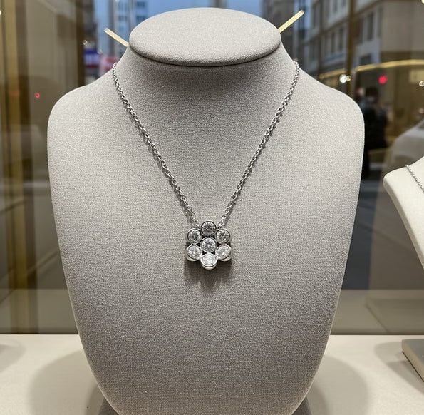 Collana a Fiore - Oro Bianco 18k diamanti naturali 1,40ct