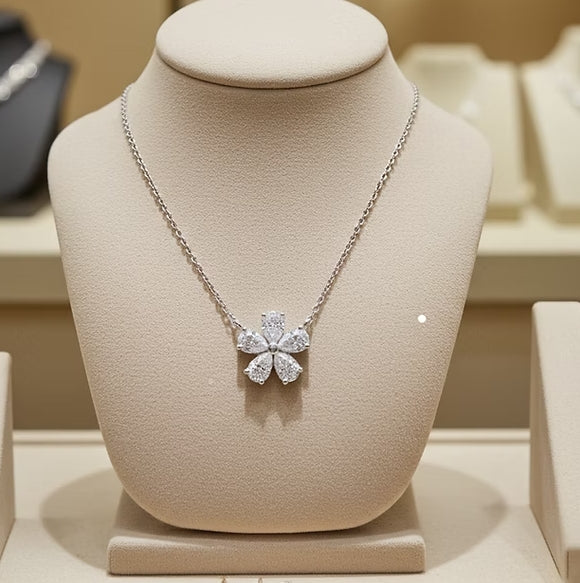 Collana a Fiore - Oro Bianco 18k diamanti naturali 1,00ct