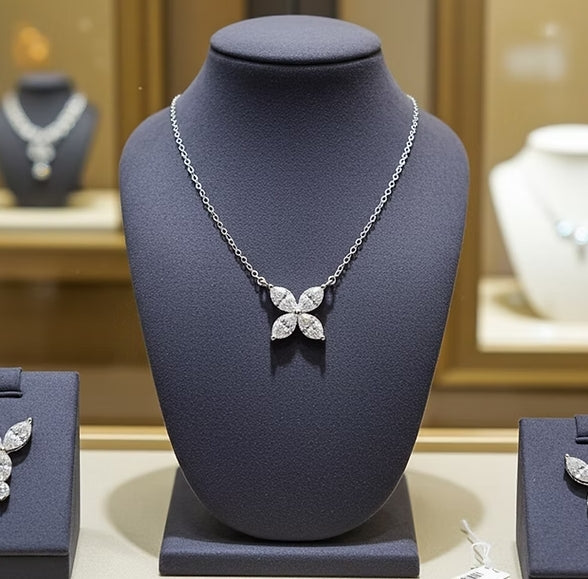 Collana con Ciondolo - Oro Bianco 18k diamanti naturali 0,64 ct