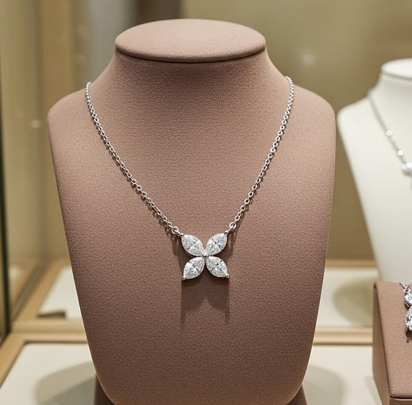 Collana con Ciondolo - Oro Bianco 18k diamanti naturali 0,64 ct
