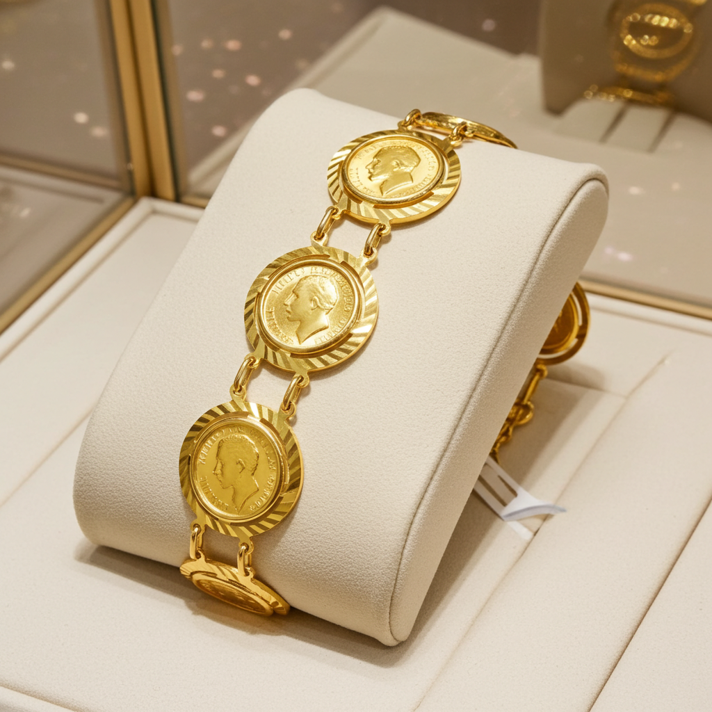 Bracciale Sterline - in oro giallo  con 7 sterline 22k