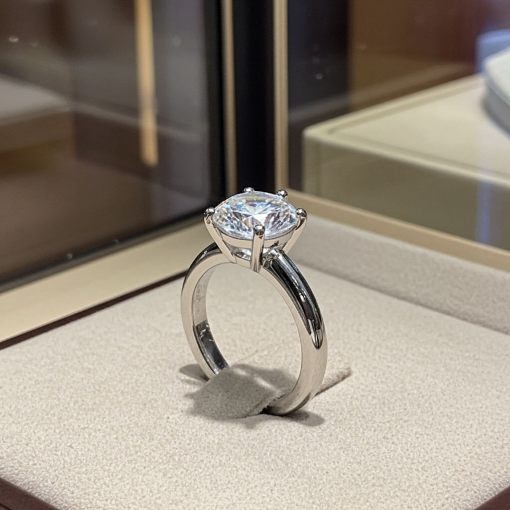 Anello solitario in oro bianco 18k e diamante naturale 1.70ct D IF
