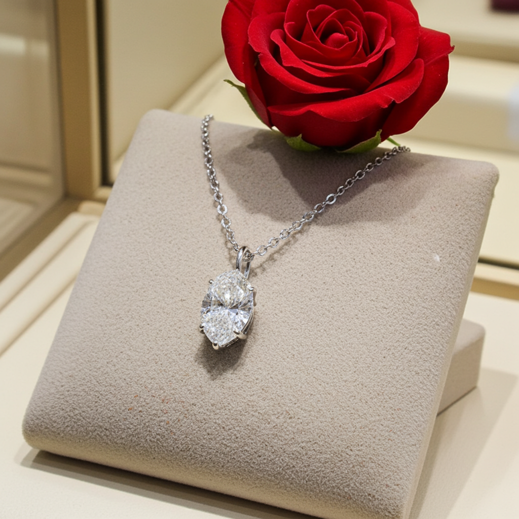 Collana  in oro 18k e diamante naturale pera certificato IGI 1.00ct D IF