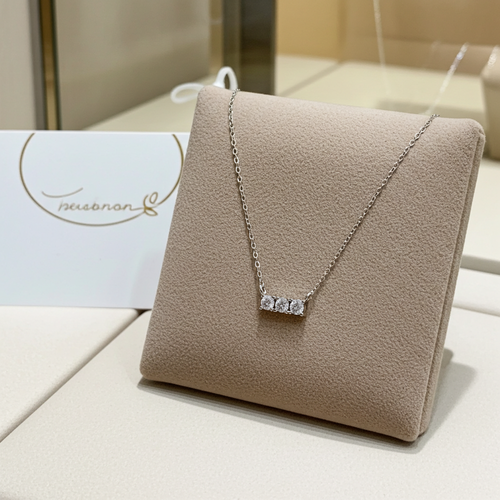 Collana Trilogy in oro bianco con 3 diamanti naturali 0,45 ct