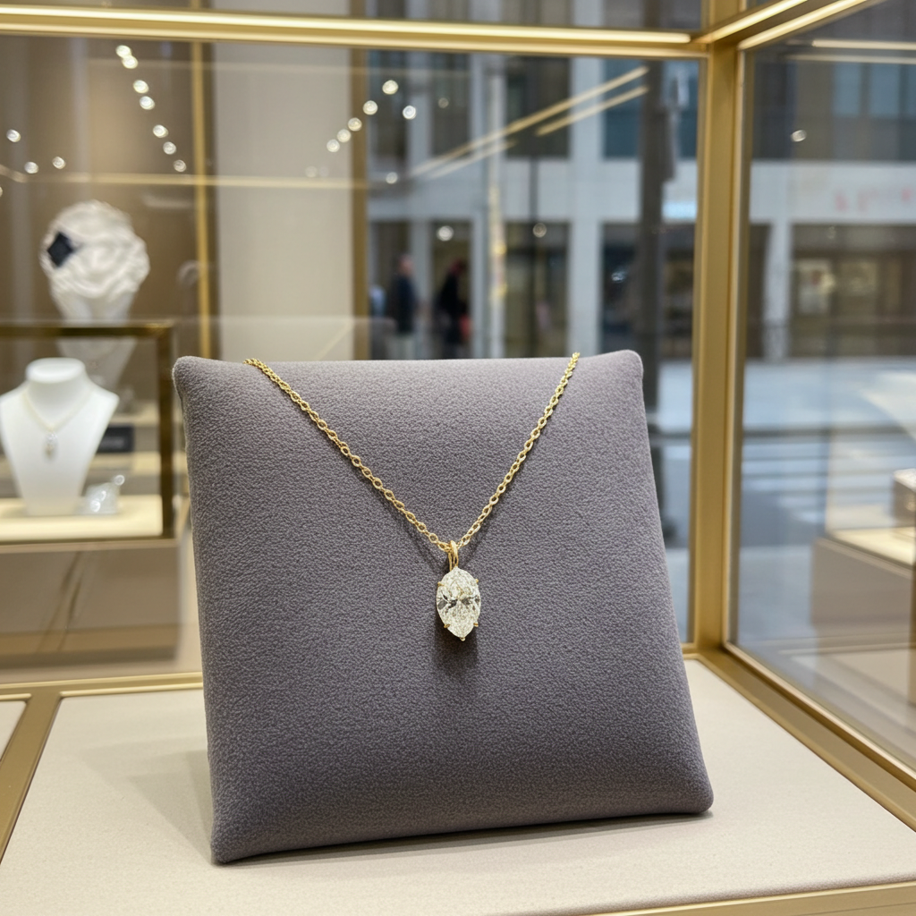 Collana  in oro 18k e diamante naturale pera certificato IGI 0.50ct D IF