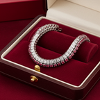 Bracciale tennis in oro bianco e rubino naturali e diamanti naturali 9.00ct