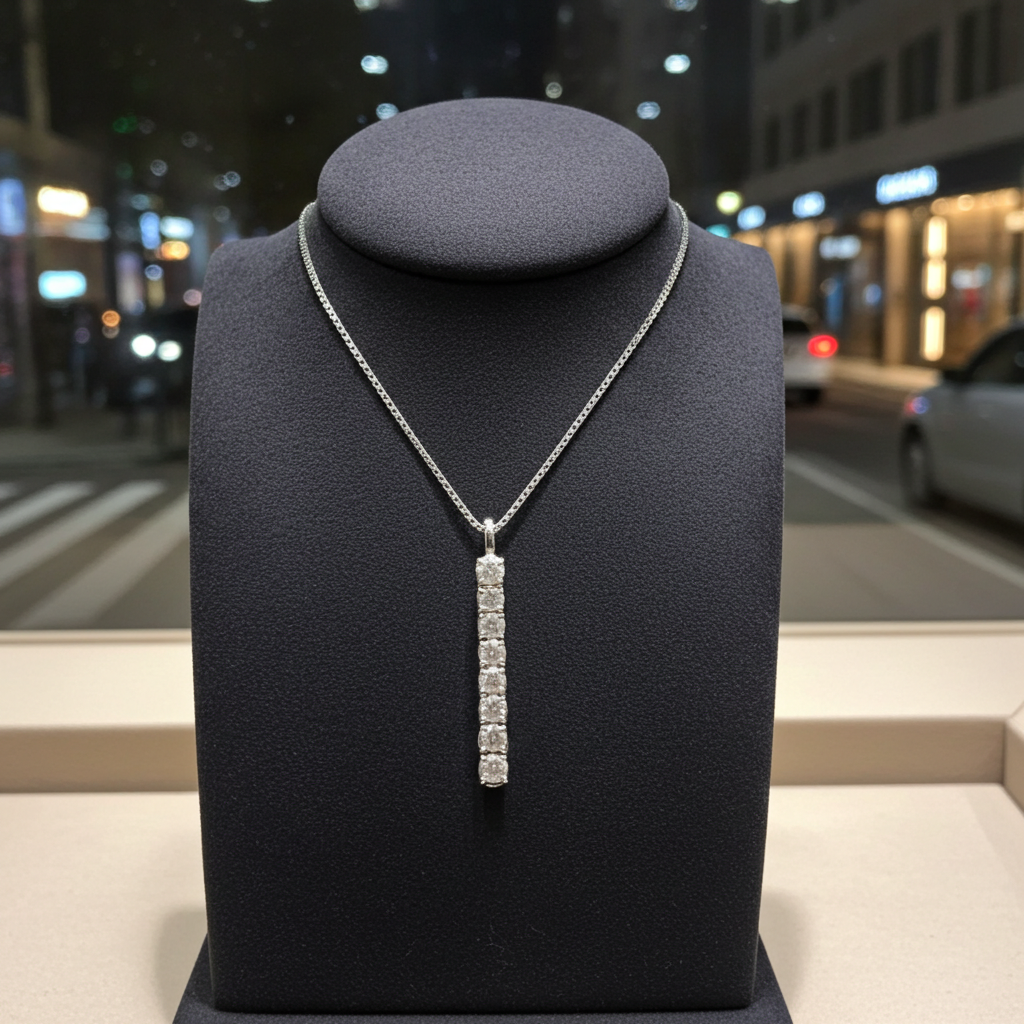 Collana con ciondolo - 18 carati Oro bianco 0.60ct  Diamante (Naturale)
