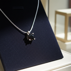 Collana con ciondolo -18 carati Oro bianco Diamante (Naturale) nero 0.22ct