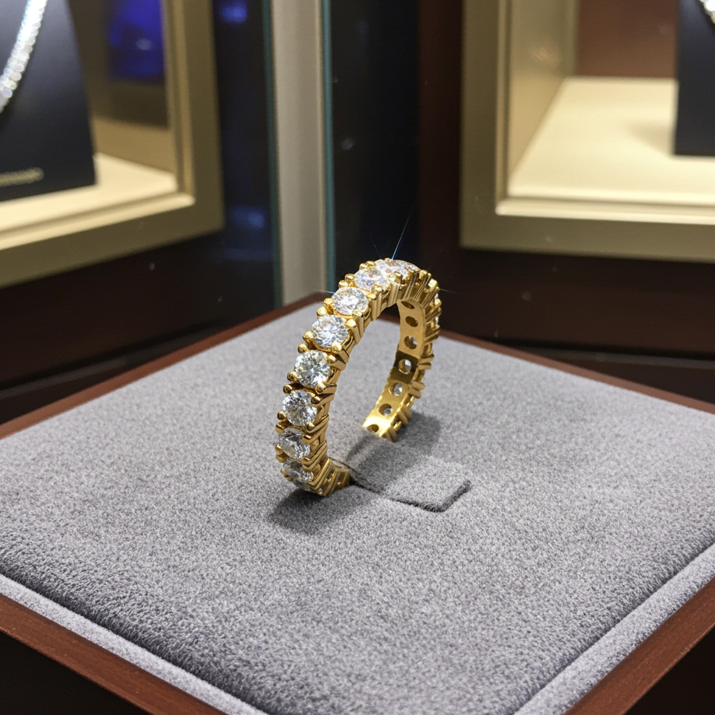 Anello veretta certificato HRD in oro giallo 18k con diamanti naturali 3,85 ct