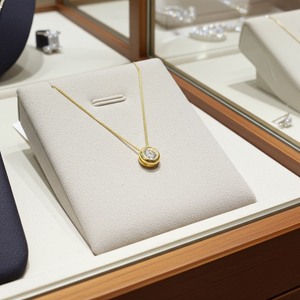ciondolo  punto luce certificato HRD a cipollina in oro bianco e diamanti naturale  0,07 ct