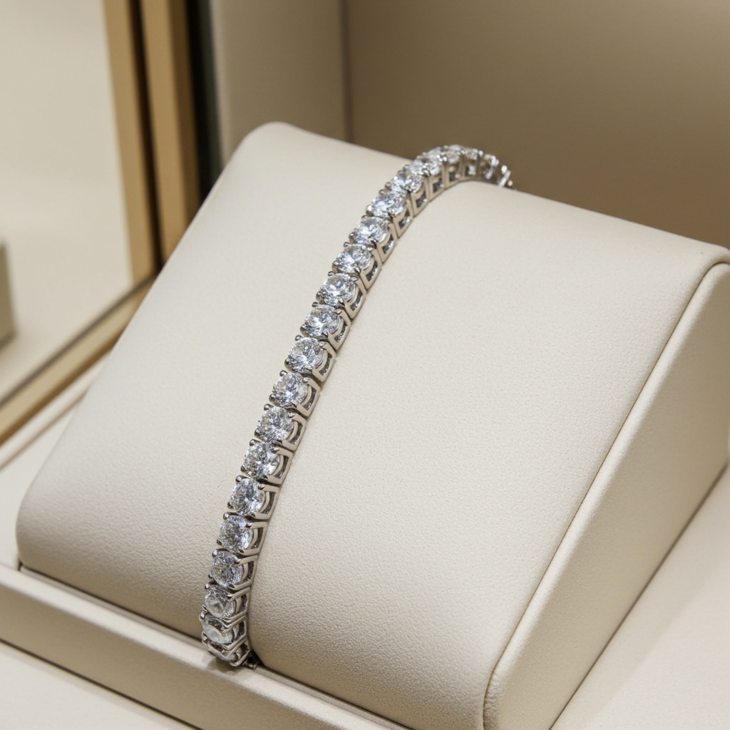 bracciale tennis in oro bianco 18k e diamanti naturali 6,85ct