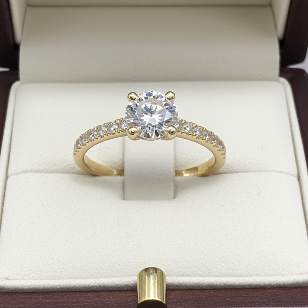 Anello fidanzamento in oro bianco 18k e diamanti naturali certificato igi 0.90ct