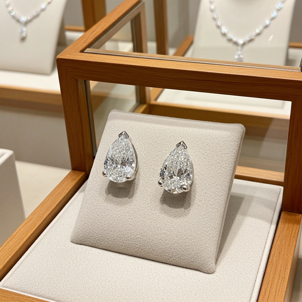 Orecchini - 18 carati Oro bianco - 1.00ct. tw. Diamante (Naturale) - Pera