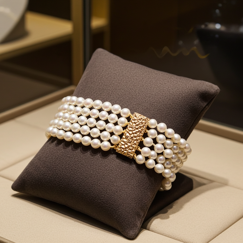 18k gold and natural Akoya pearl bracelet
