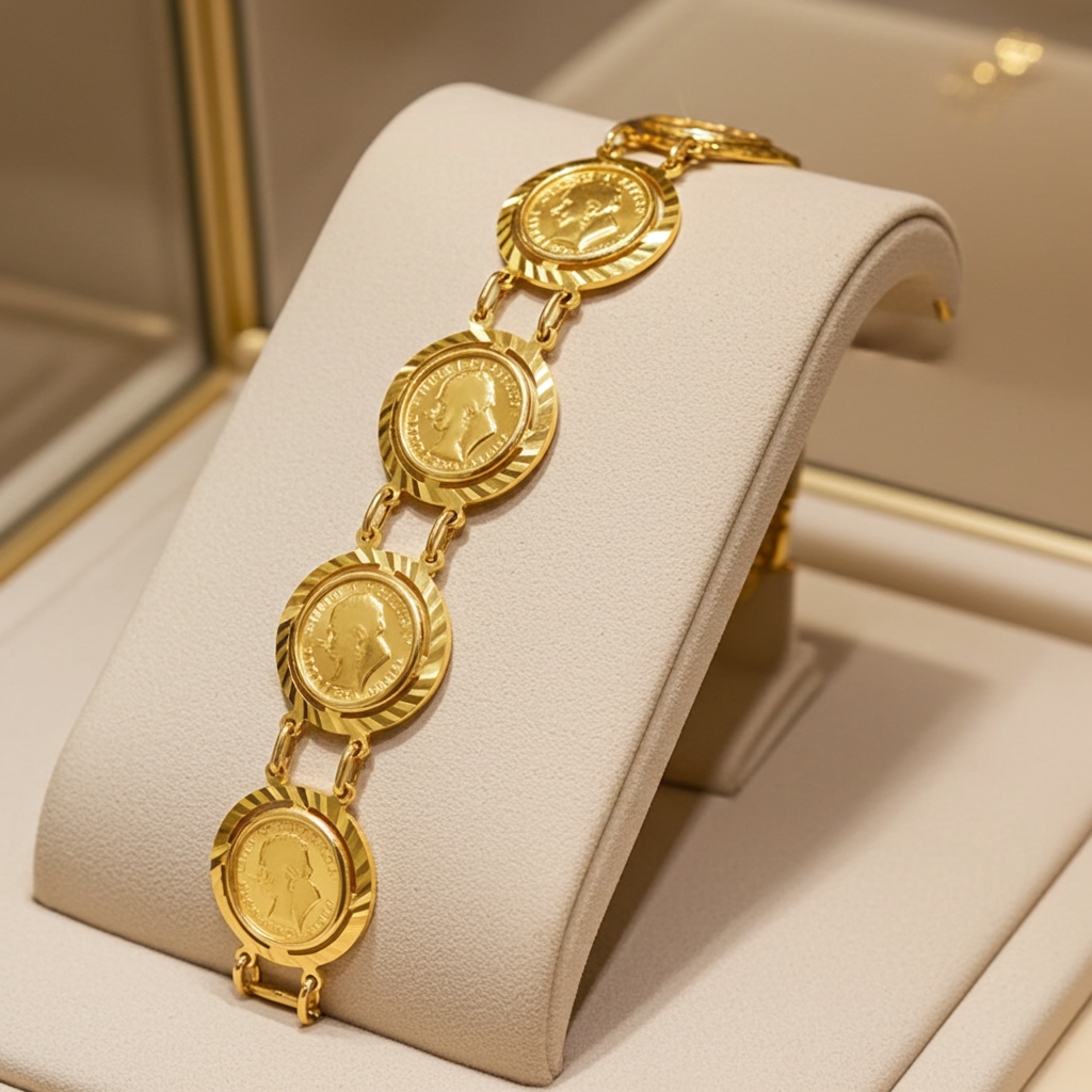 Bracciale in oro giallo  con 7 sterline 22k