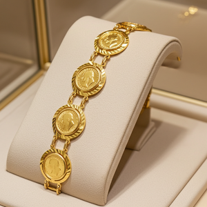 Bracciale Sterline in oro 22k con  5 sterline oro 22k