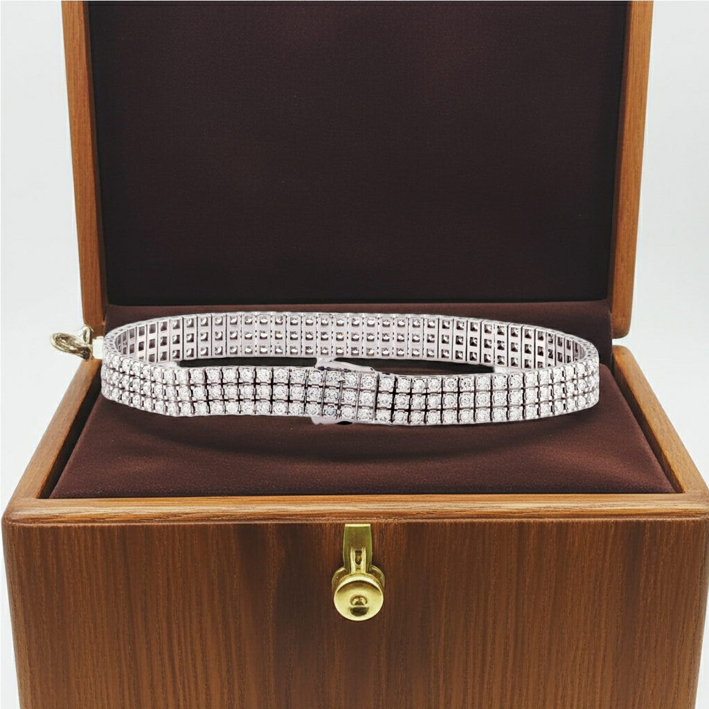 Bracciale tennis oro bianco e diamanti naturali 15ct