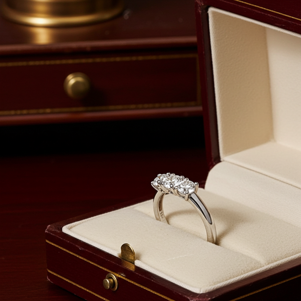 Anello trilogy , diamanti naturali 1.20 ct certificato IGI D IF