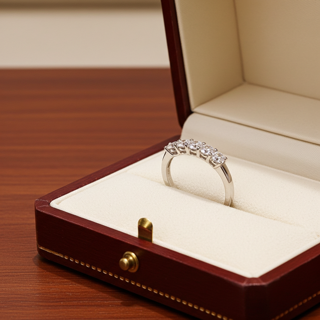 Anello Riviera -1.00 ct -  5 Diamanti Naturali