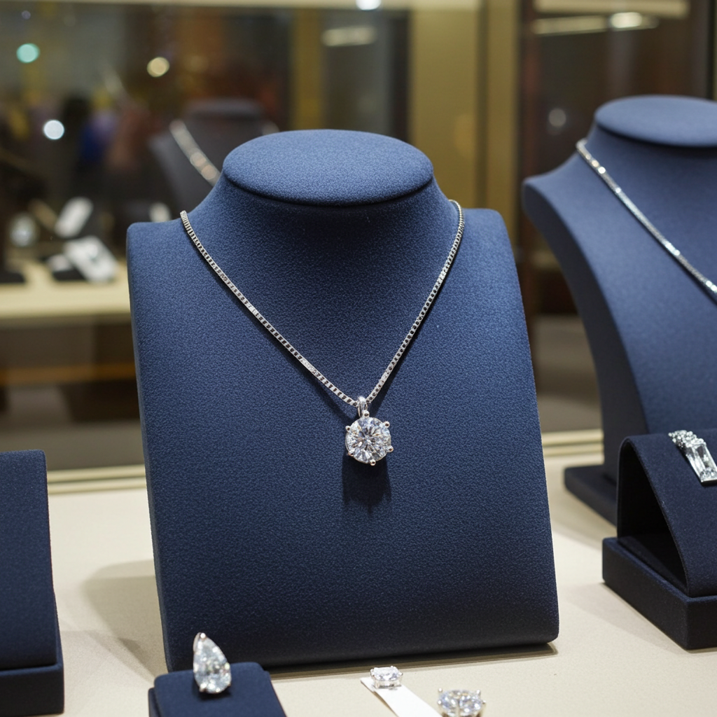 HRD certified solitaire necklace in white gold with 0.60 ct D VVS1 natural diamond