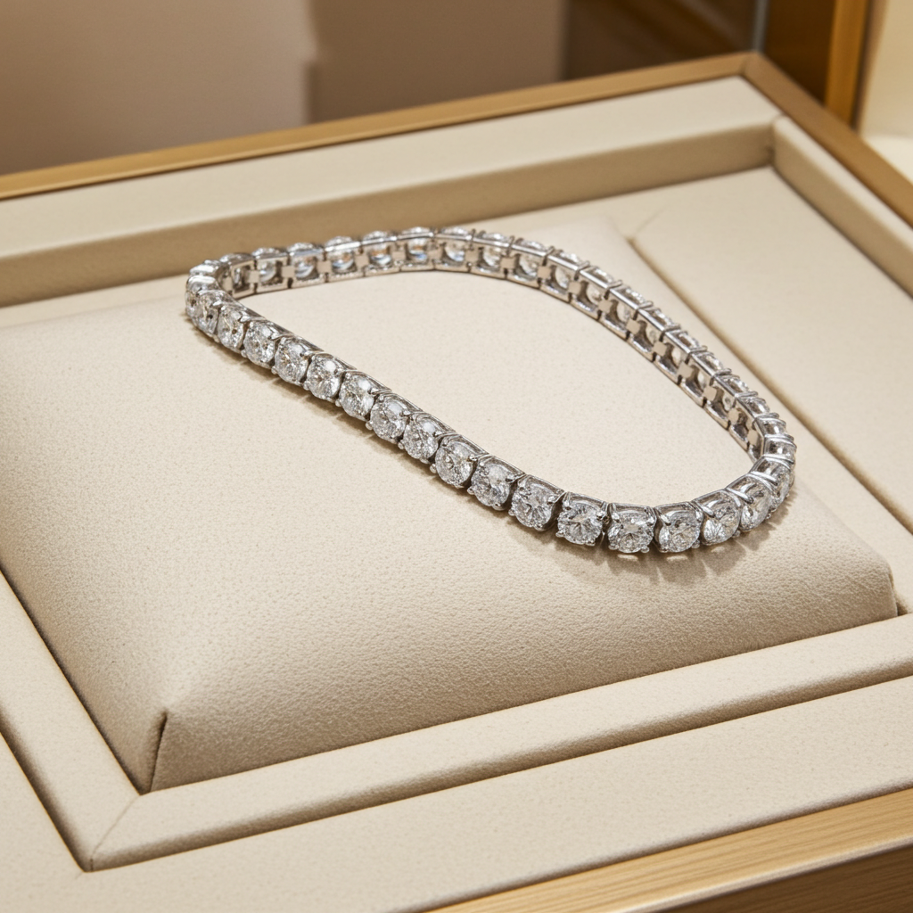 bracciale tennis in oro bianco 18k e diamanti naturali 8ct