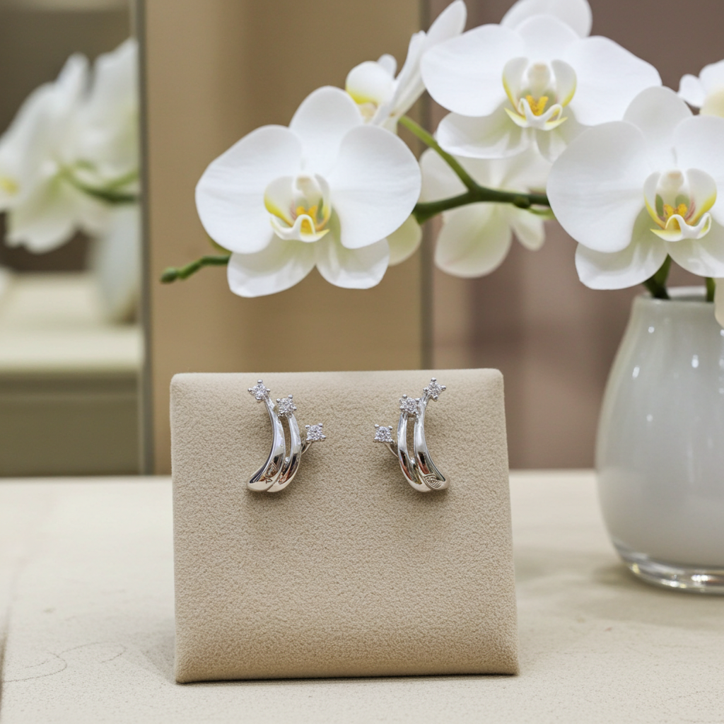 Orecchini Trilogy in Oro Bianco con 0.60ct Diamanti Naturali