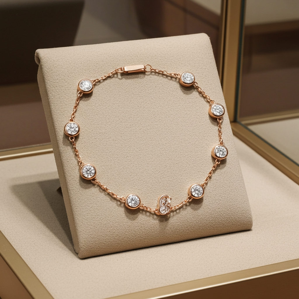 bracciale in oro bianco 18k e 8 diamanti naturali 0,80ct