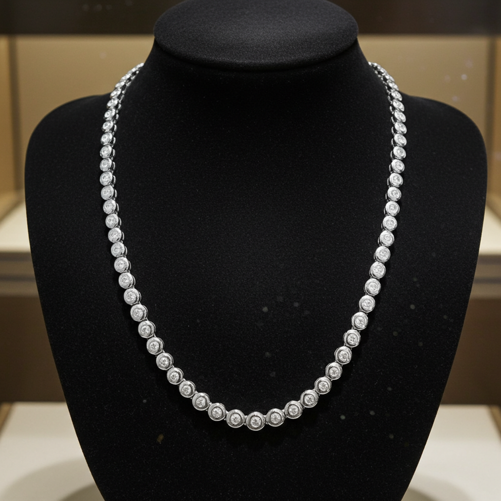 Collana collier tennis a cipollina in oro e diamanti naturali 6.40ct
