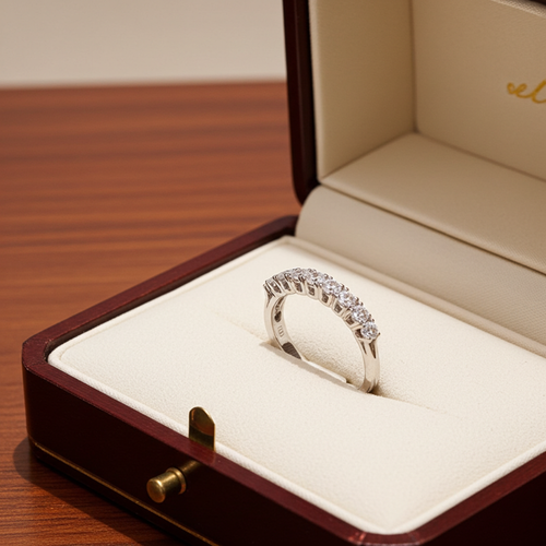 Anello veretta a 9 pietre oro bianco 18k con diamanti 0,90 ct