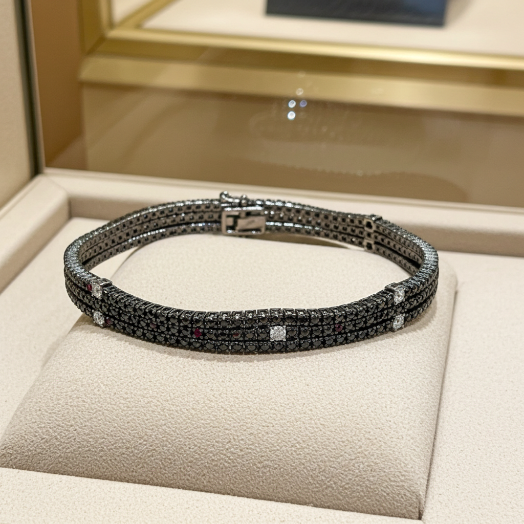 Bracciale tennis in oro bianco e diamanti naturali 9.60ct
