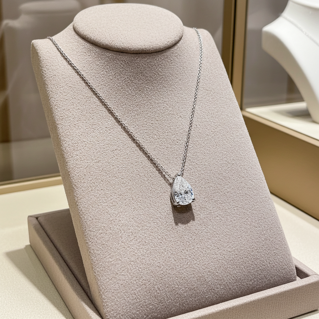 Collana punto luce in oro e diamante naturale pera 0.24ct