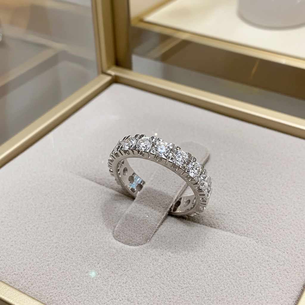 Anello Riviera - 18 carati Oro bianco - 3.40ct. tw. Diamante (Naturale)