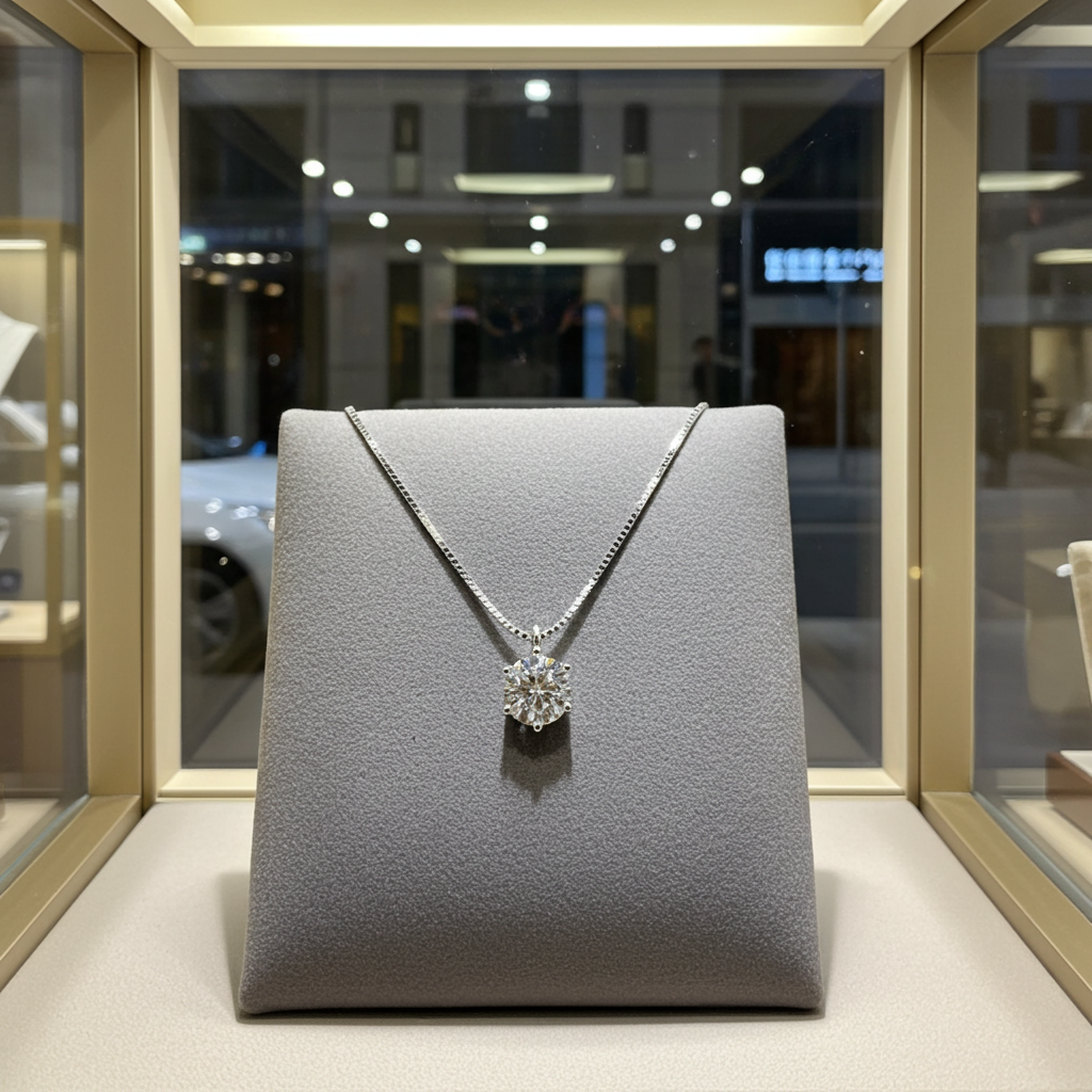 HRD certified solitaire necklace in white gold with 0.60 ct D VVS1 natural diamond