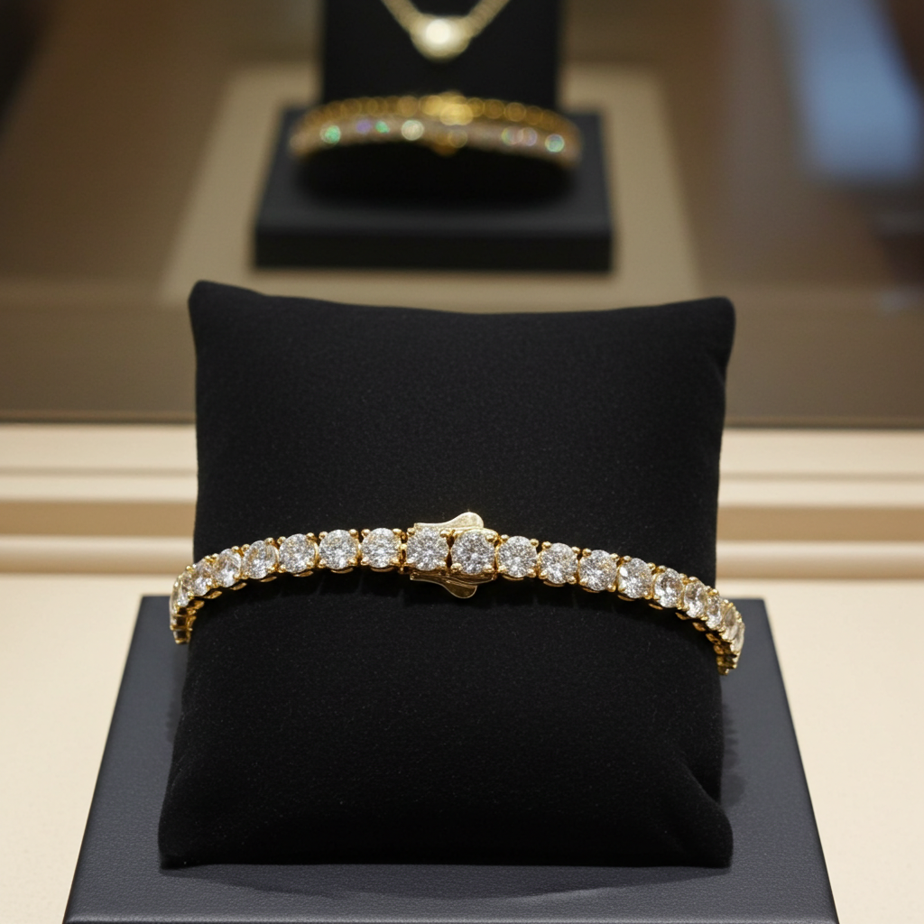 bracciale tennis in oro giallo 18k e diamanti naturali 5,40ct