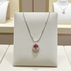 18k white gold necklace with natural diamonds and natural sapphire 1.20ct