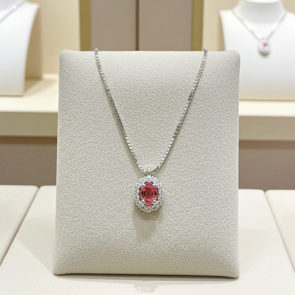 Collana in oro bianco 18k e diamanti naturali e zaffiro naturale 1.20ct